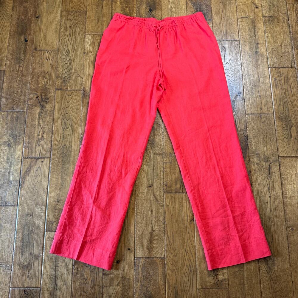 Jones New York Sport 100% Linen Blouse XL and Pants L Orange Green Button Up - Picture 2 of 14